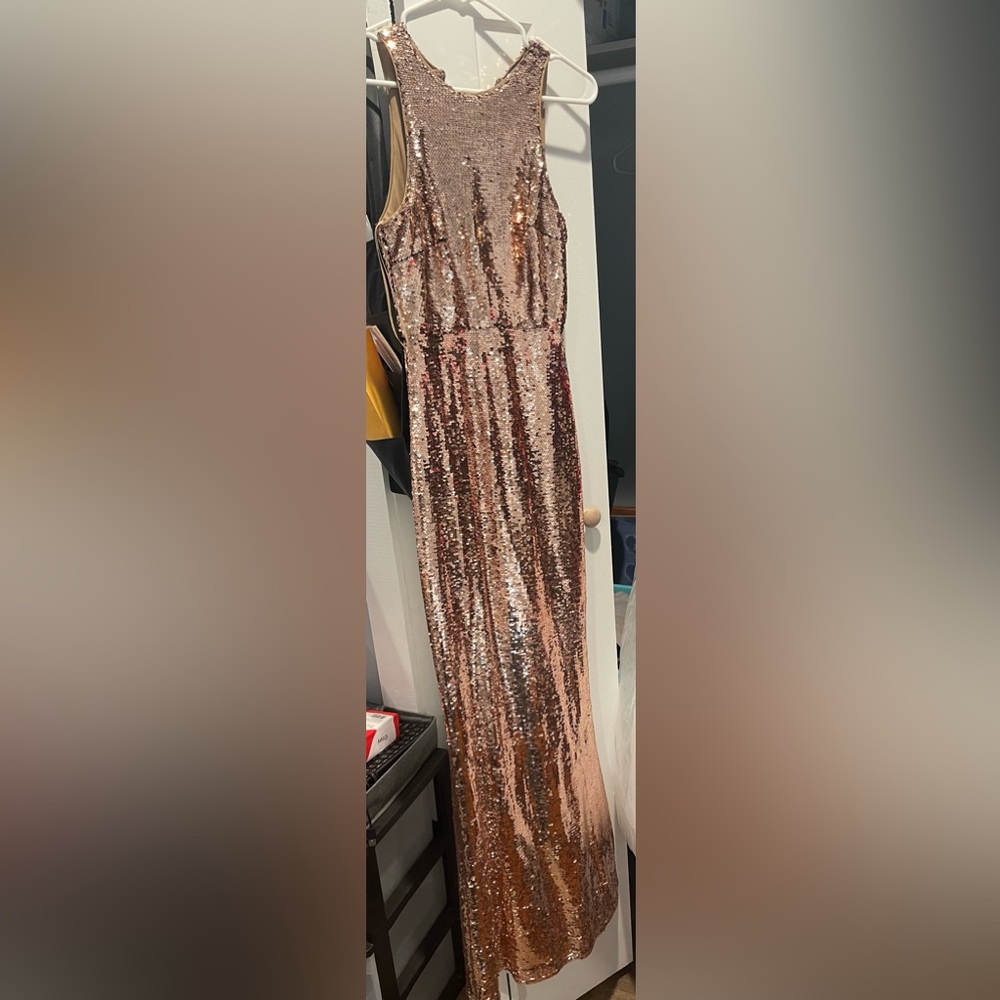 Long sequin bronze colored dress. Size small